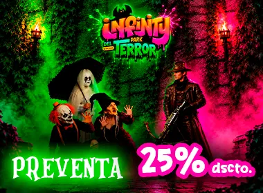 PRE VENTA: Compra tu pulsera Infinity Park del Terror con el 25% de descuento. Válido para 1 pulsera. Válido la compra hasta el 1 de Octubre.
